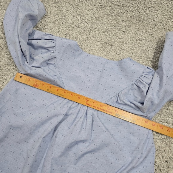 Pomander Place Women Chambray Puff Sleeve‎ Blouse Size XS Feminine Preppy - Picture 9 of 12